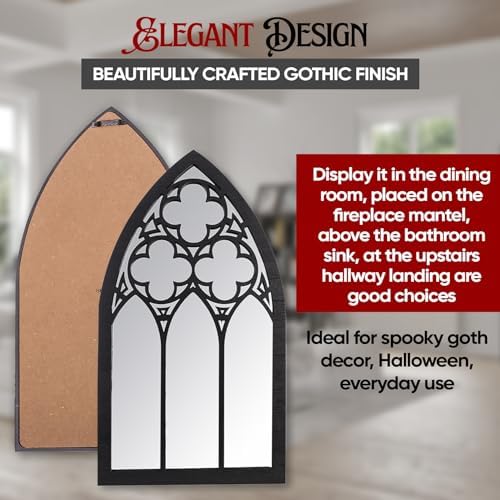 Gothic Mirrors Wall Decor - 3 Piece Set 15.8 Inch Gothic Furniture Cathedral Mirrors - Halloween Decor for Bathroom and Kitchen - Goth Accessories for Bedroom - Witchy Gifts for Women - Image 7