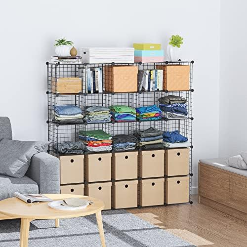 HUBSON Wire Cube Storage Organizer, Book/Toy/Craft/Potted Plants and petCloset Organizers and Storage Shelves, 12-Cube Freely Combinable Metal Grids Storage Shelf,Black Plus Iron - Image 6