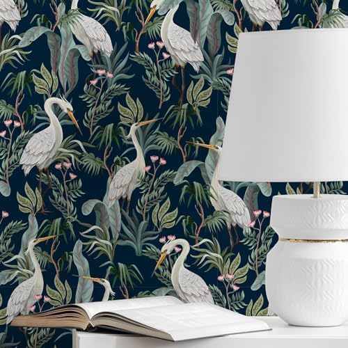 Peel and Stick Wallpaper Panels, Blue No Egrets, 8-Pack | 16 x 24 in panel size; Covers up to 21.33 sq ft; Vinyl peel & stick; No paste needed; Great for walls, shelves & cabinets. - Image 5