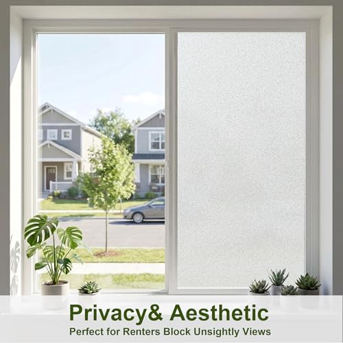 Frosted Glass Window Privacy Film Anti-UV,Embossed White,17.5"x78.7" - Image 2