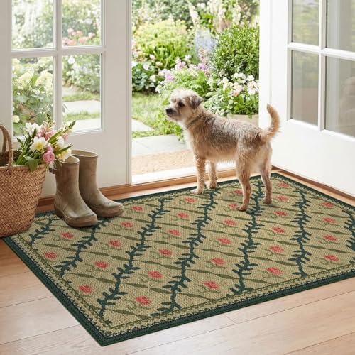 Floral Outdoor Rug - 28"x43" Front Door Mat Indoor Outside Entrance by Othilic