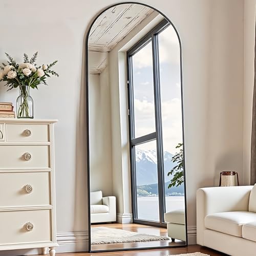 Rowjut Floor Mirror Arched Full Length Mirrors, Mirror Full Length Standing Hanging or Leaning Against Wall, 59"x18" Large Full Body and Wall Mounted Mirror for Bedroom Living Room, Black by Rowjut