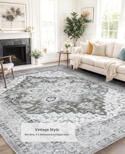 AMADA HOMEFURNISHING 5x7 Area Rugs, Washable Living Room Rug Low-Profile with Non-Slip Backing & Durable Edge Binding, Vintage 5x7 Rugs for Living Room, Bedroom, Dinning Room - Image 5
