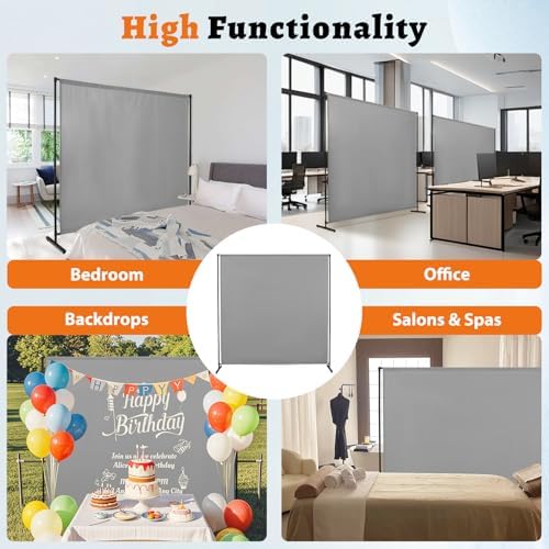 Room Divider Single Panel, 71''W x 71''H Height Adjustable Large Room Divider Panel for Office, Fabric Portable Privacy Screen Wall Divider for Room Separation, Freestanding Partition Separators - Image 6