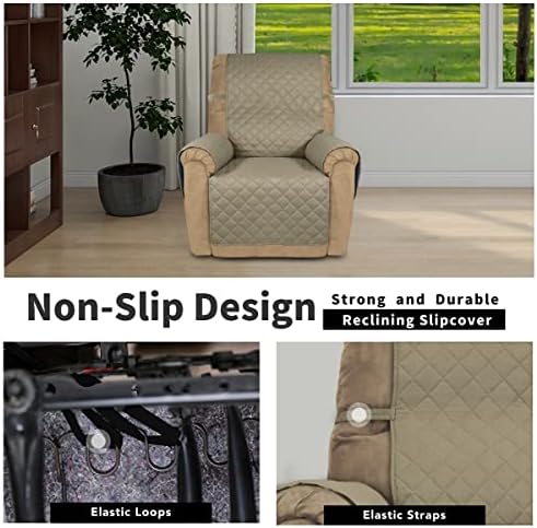 Easy-Going Reversible Couch Cover, Recliner 22 in, Beige/Beige - Image 3