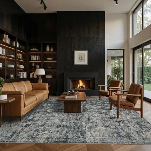 Rugxara Blue 8x10 Area Rugs for Living Room Bedroom Large Washable Rug by Rugxara