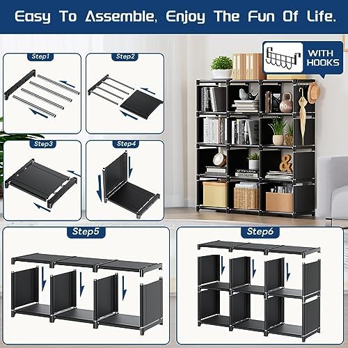 Mavivegue Book Shelf, 12 Cube Storage Organizer, DIY Bookcase - Image 7