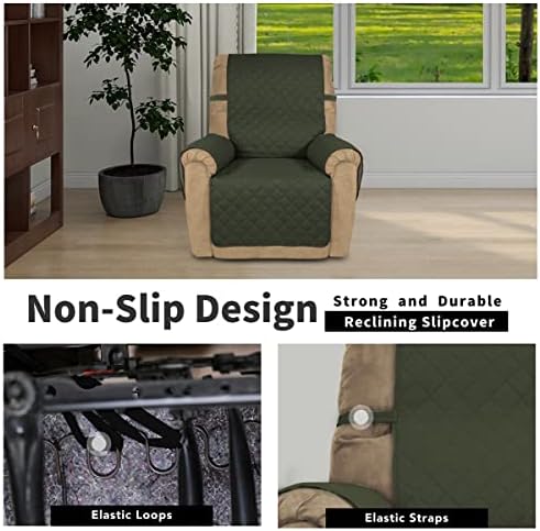 Easy-Going Reversible Couch Cover, Recliner 22 in, Army Green/Beige - Image 3