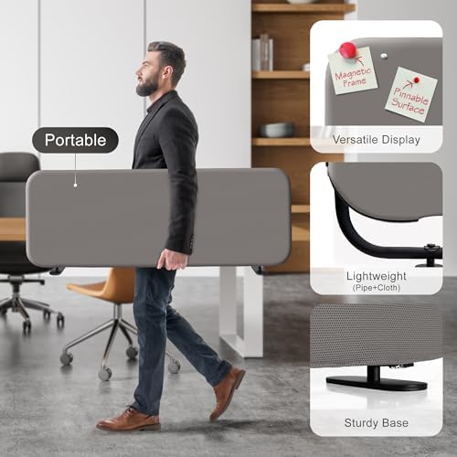 DECOLAB Desk Dividers, Standing Table Partition Panel 48"x18", Sterling - Image 5
