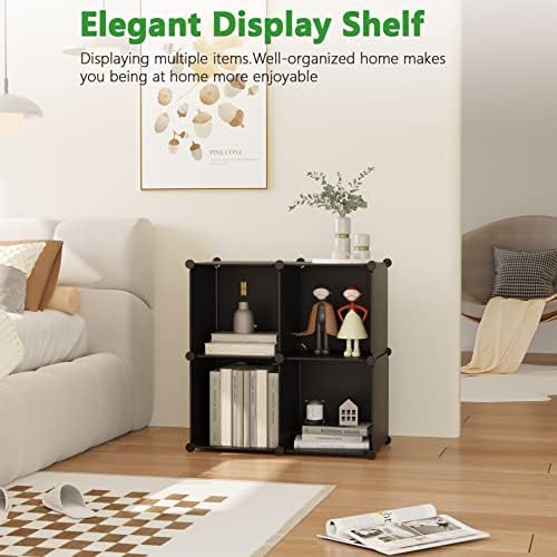 C&AHOME Plastic Cube Storage Organizer, 4-Cube Shelves Units, Black - Image 3