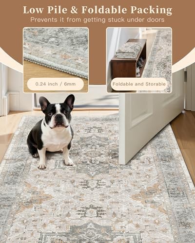 Madane Washable Runner Rugs 2x10 for Hallway Kitchen, Light Taupe Brown - Image 6