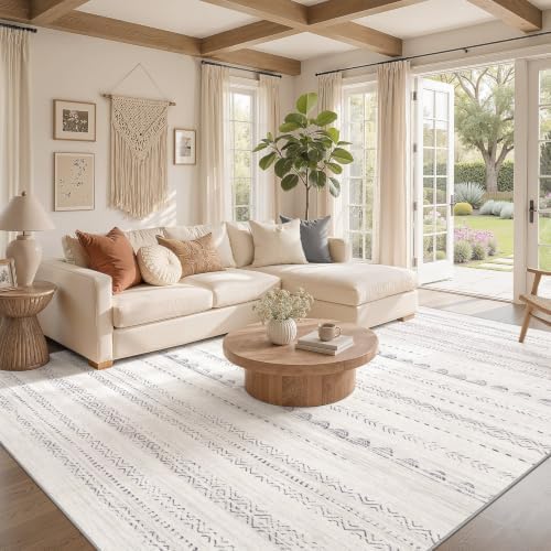Nakagishi Boho 11x14 Area Rug Living Room Rugs Machine Washable Gray - Image 2