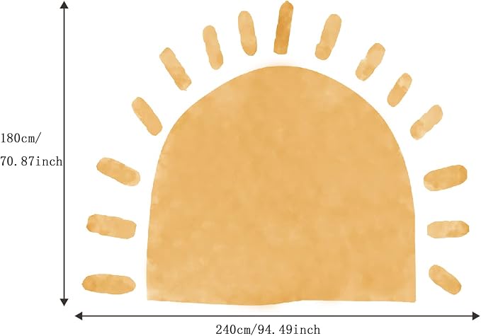 Extra Large Arched Boho Sun Mural for Nursery and Classroom | 94.49" x 70.87" Watercolor Texture Fabric Decal, Peel and Stick Huge Sun Rise Wall Mural for Classroom and Nursery - Image 2