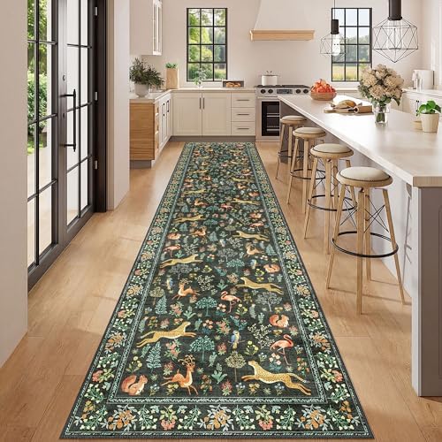 DUKINO 3x12 Runner Rug for Hallway, Washable Animal Rug for Kitchen, Black - Image 3