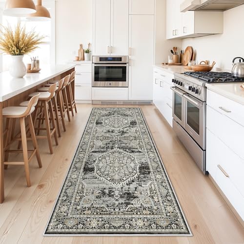 Washable Hallway Runner Rugs 3x8: Soft Ultra Thin Low Pile Carpet Machine Washable Indoor Lightweight Rug Runner Anti Slip Backing Rugs for Living Room Bedroom Kitchen 3'x8' Black - Image 2