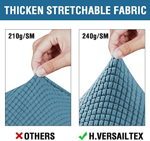 H.VERSAILTEX 4 Piece Stretch Sofa Covers for 3 Cushion Couch Covers for Living Room Furniture Slipcovers (Base Cover Plus 3 Seat Cushion Covers) Upgraded Thicker Jacquard Fabric (Sofa, Storm Blue) - Image 3