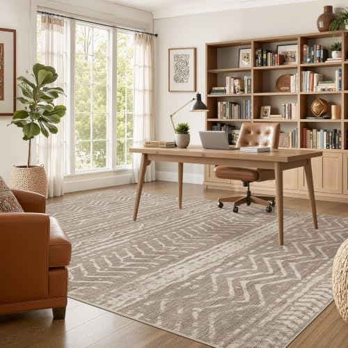 Nakagishi Boho 10x14 Area Rug Living Room Rugs Machine Washable Dark Brown - Image 5