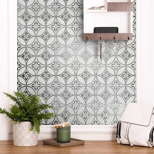 Main Street Peel and Stick Wallpaper Tiles, Floral Circles, 24-Pack | 8 x 8 in tile size, Removable, Self Adhesive, Renter-Friendly, For Kitchen and DIY Projects - Image 7