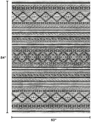 RUGSURE Washable Area Rugs 5' x 7' - 1/6 Thick - Moroccan-Inspired -Stain & Water Resistant Non-Slip - Resistant Rug for Living Room, Bedroom, Nursery, Pet & Child Friendly (Black) - Image 2