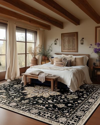 RELEANY Washable Area Rug, Large 10'x14', Black/Neutral - Image 2