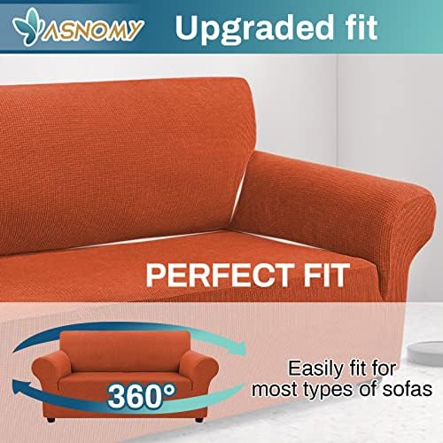 Asnomy Stretch Couch Covers Washable,loveseat Cover Slipcovers,Pumpkin - Image 5