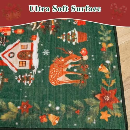Christmas 2x3 Entryway Area Rug - Non Slip Washable Winter Green Doormat Indoor Soft Low Pile Decorative Floor Mat for Kitchen Bathroom Living Room Bedroom Holiday Home Decor Gift（2x3，Green ） - Image 7