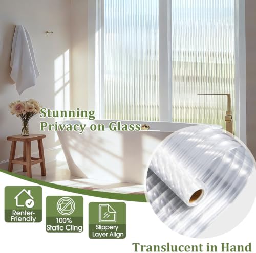 Beautyhero Reeded Glass Window Privacy Film 3D Static Cling, 45.2 x 78.7'' - Image 3