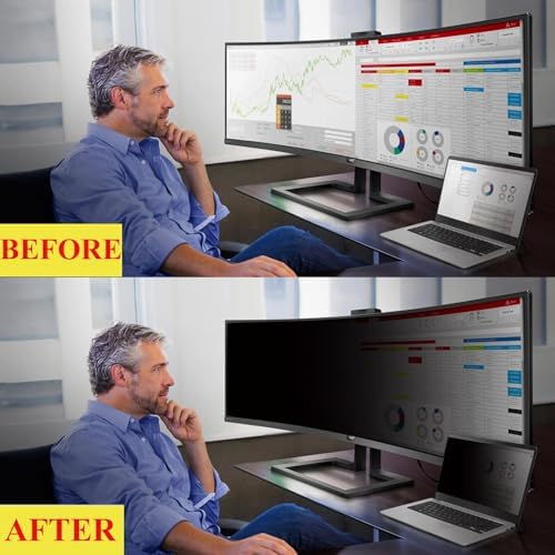 34 Inches Privacy Screen Filter for 21:9 Curved Ultrawide Monitor | Removable | Privacy Shield | Anti Glare | Anti-Blue Light | Eye Protection | Anti Spy | Computer Security Private Protector - Image 6