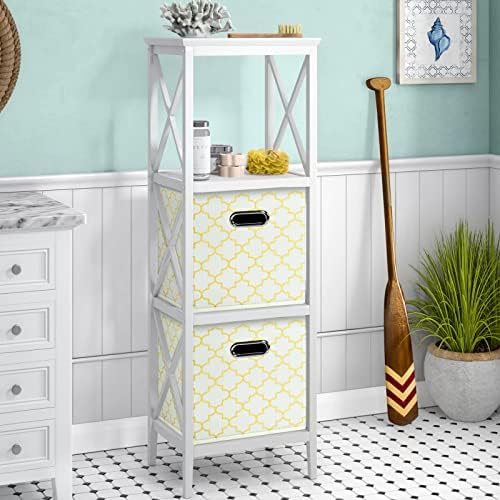 Black Foldable Storage Cubes Bins , Fabric Storage Box Cubes Organizer Baskets with Dual Handles for Home Organizer Creamy-White Gold - Image 5