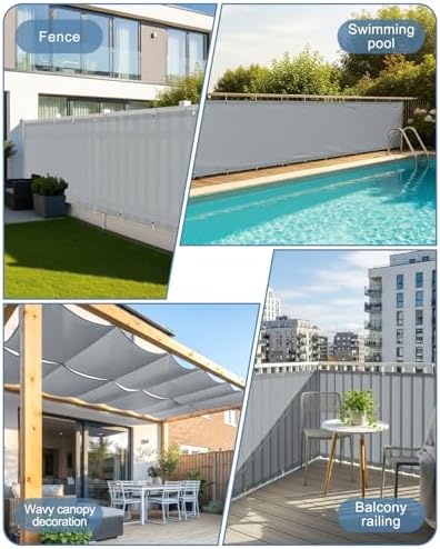 SUNLAX Waterproof Balcony Privacy Screen 3'x11' Grey Fence Cover - Image 6