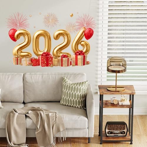 ANNA QUEEN 2026 Happy New Year Wall Decals | Peel and Stick Fireworks Balloon Wall Stickers – Removable Party Vinyl Wall Décor for Living Room, Office, Classroom & Window Displays - Image 6