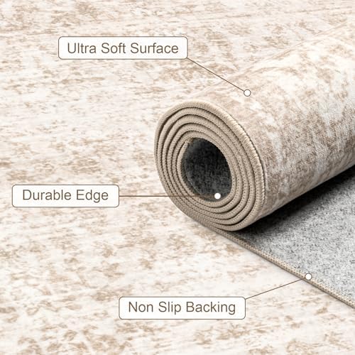 3x5 Area Rugs Living Room: Washable Rug for Bedroom Beige Brown - Image 7