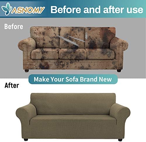 Asnomy Stretch Oversized Couch Covers for Sofa Slipcover,Khaki - Image 6