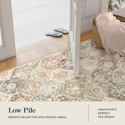 Lahome Moroccan Trellis Entryway Rug, 2x3 Kitchen Rugs Non Slip Washable, Non-Slip Indoor Door Mat Ultra-Thin, Small Throw Carpet for Bathroom Bedroom Entry Elise, Khaki - Image 3