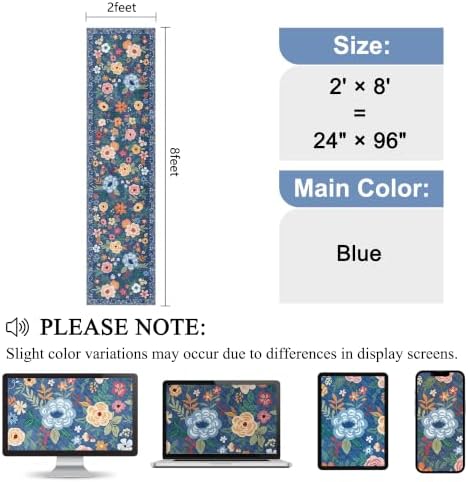 DUKINO 2x8 Runner Rug, Washable Runner Rug for Kitchen Non Slip, Blue - Image 2