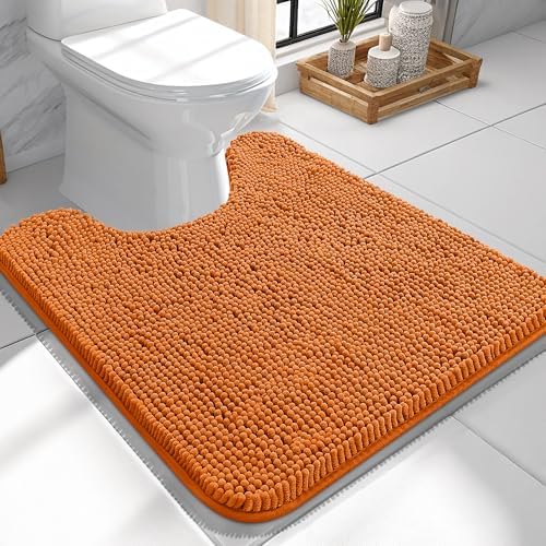 OLANLY Toilet Rugs U-Shaped 24x24, Soft Absorbent Chenille Contour Rugs by OLANLY