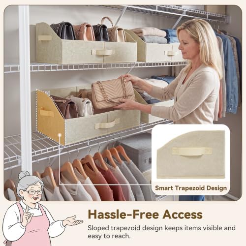 GRANNY SAYS Trapezoid Closet Storage Bins, Large, Honey Beige, 3-Pack - Image 3