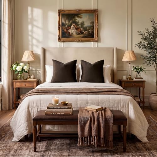 GIGIZAZA Brown Velvet Pillow Covers 26x26 Decorative Pillows Pack of 2 - Image 6