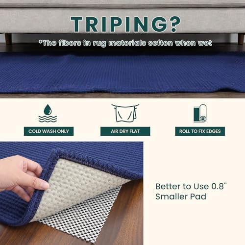 KOZYFLY Washable 3x5 Entry Woven Area Rug, Braided Throw Rugs for Entryway, Non Slip Door Mat Indoor Entrance, Front Porch Carpet for Foyer, Kitchen, Bedroom, Living Room, Deep Navy Blue - Image 6