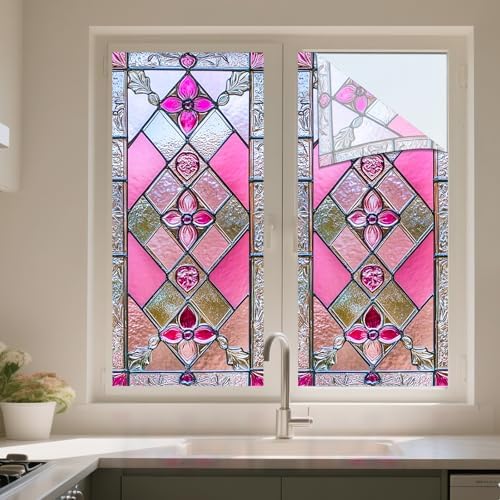 IVN Stained Glass Window Film Rose Floral 17.7x39.3 in Window Privacy Film - Image 5