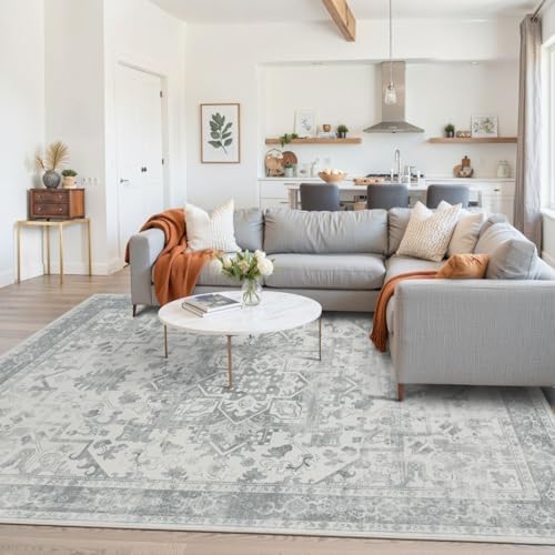 Rugxara 5X7 Washable Area Rug for Living Room, Light Grey - Image 3
