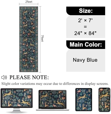 DUKINO 2x7 Runner Rug for Hallway, Washable Kitchen Rugs Non Slip Navy Blue - Image 2