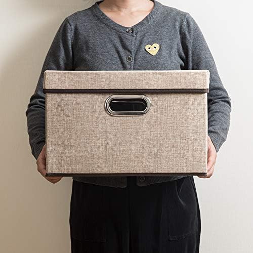 PRANDOM Collapsible Storage Cubes with Lids [3-Pack] Jute Fabric Foldable Storage Boxes Organizer Containers Baskets Bins with Cover for Home Bedroom Closet Office Nursery (14.9x9.8x9.8) - Image 7