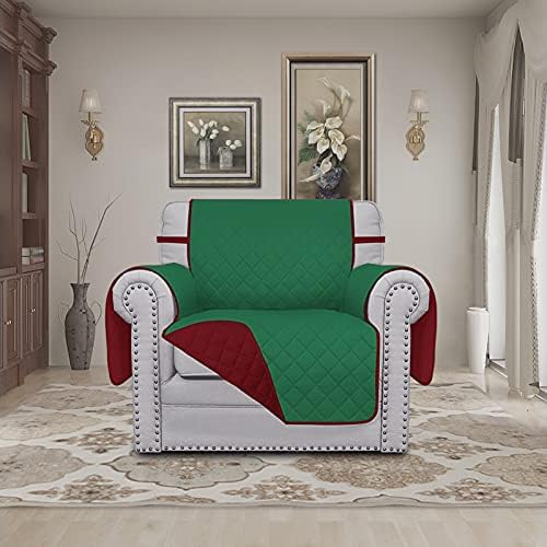 Easy-Going Chair Sofa Slipcover Reversible Sofa Cover Water Resistant Couch Cover Furniture Protector Cover with Elastic Straps for Pets Kids Children Dog Cat (Chair, Green/Christmas Red) - Image 2