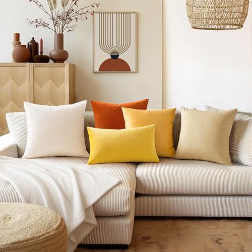MIULEE Velvet Throw Pillow Covers 18x18 Inch Pack of 2 Gold - Image 3