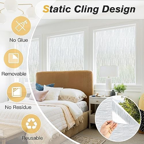 Haton Window Privacy Film, Frosted Glass Non-Adhesive Film, 35.4" x 78.7" - Image 3