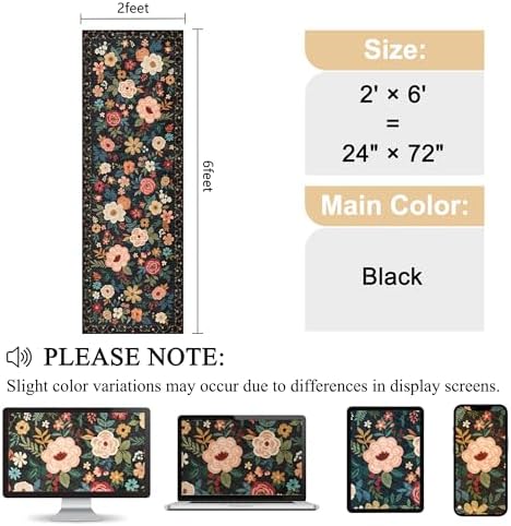 DUKINO 2x6 Runner Rug for Hallway, Washable Runner Rug Non Slip, Black - Image 2