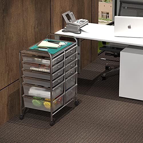 Simple Houseware 12 Drawers Rolling Utility Cart Organizer, Chrome - Image 2