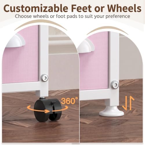 LASZOLA Narrow Cabinet Slim Storage Cart for Bathroom Small Space, Pink - Image 3