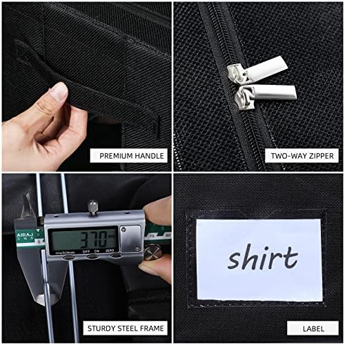 CYhom 3Pack Foldable Storage Bins - Frame Storage Box Linen Fabric Stackable Clothes Container Organizer with Clear Window & Carry Handles Large Capacity (Small-22L, Black) - Image 3